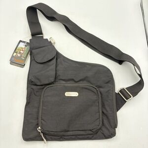 Baggallini Sling Backpack Black Crossbody Travel Zip Pocket Messenger Bag New